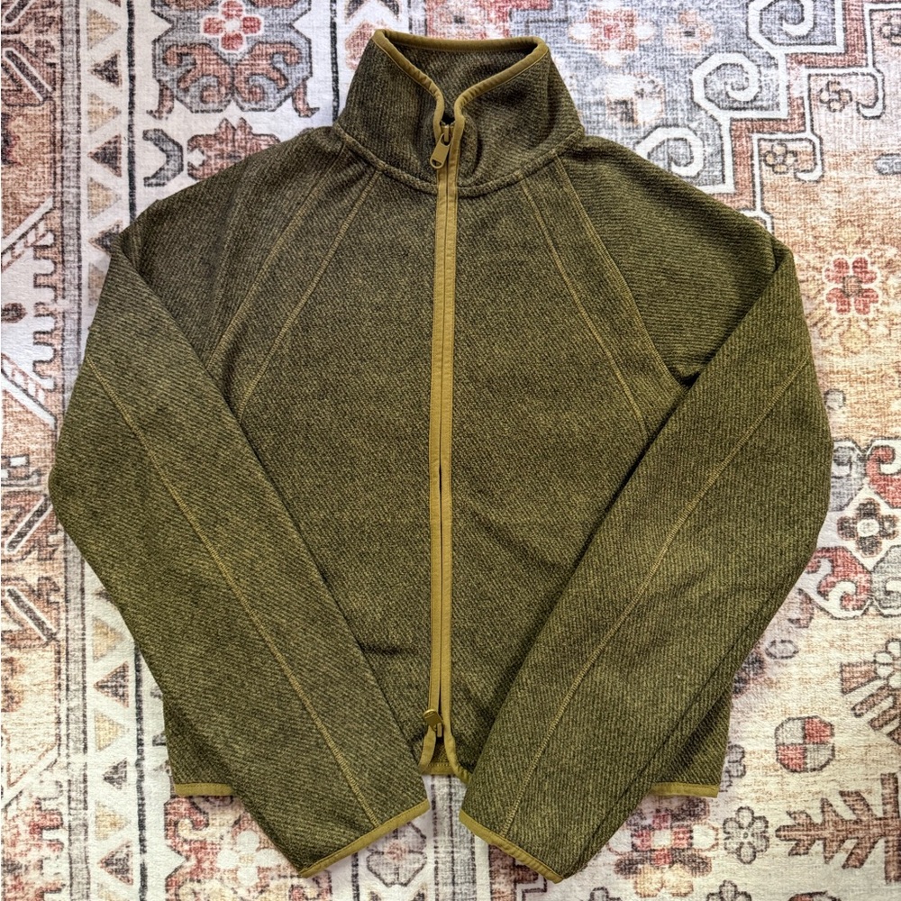 Athleta Green Zip Up Fleece Sweater